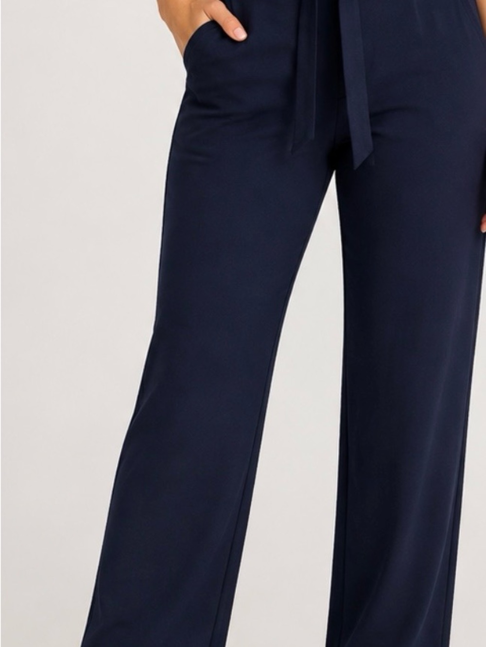 CAbi Navy Easy Crop Dress Pants with Tie Waist size 6 #5177